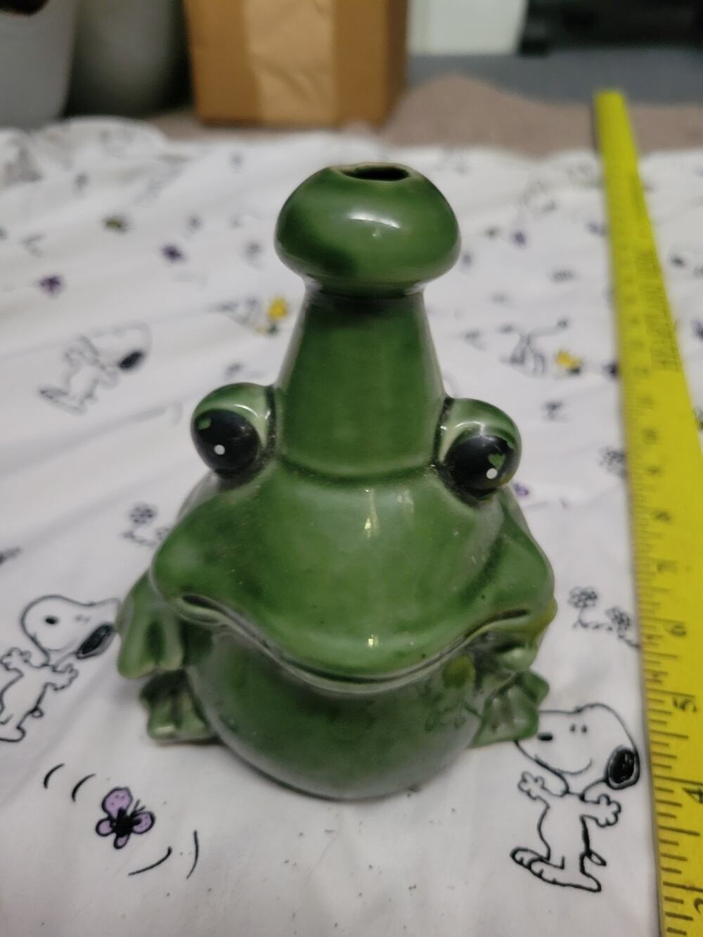 Vintage Ceramic Green Frog Thumbhole Plant Watering Can Pot Sprinkler Garden